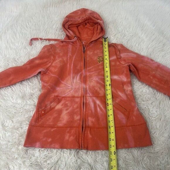San Francisco Giants Orange Hand Tie Dye Zip Up Hooded Jacket Medium Sporty - Picture 5 of 10